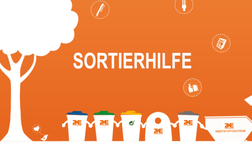 Verschiedene gezeichnete Mülltonnen - Richtig entsorgen (Grafik: ZKE)